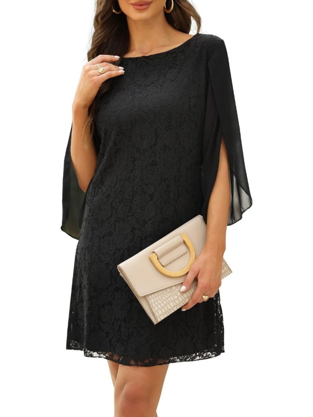 Women's Black Sequins Stylish Wedding Slightly Cocktail & Formal Lace Dresses